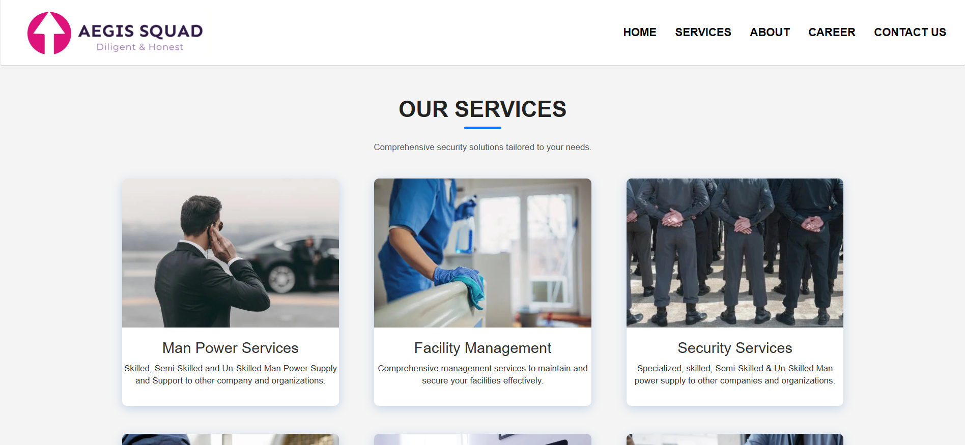 Aegis Squad services page