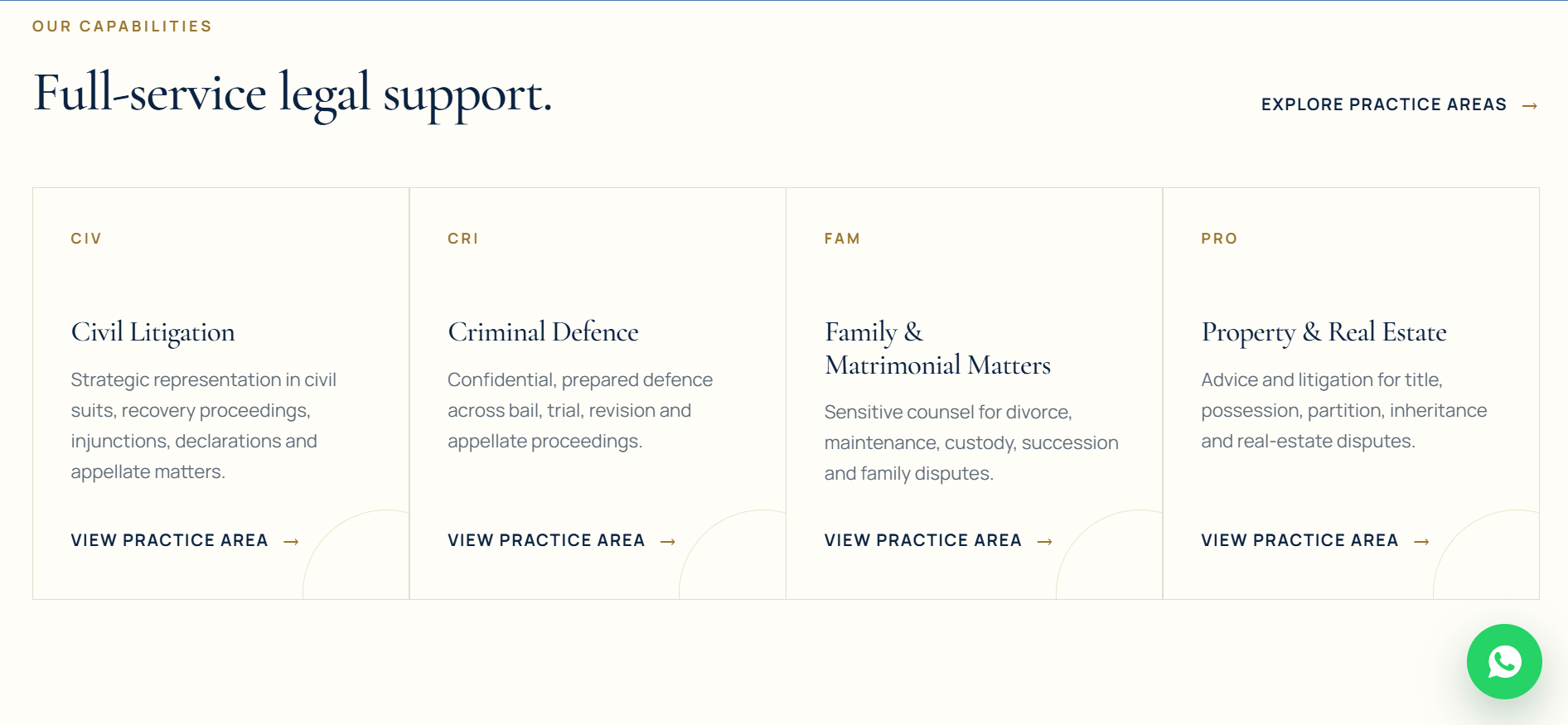 Clearly structured legal practice-area categories