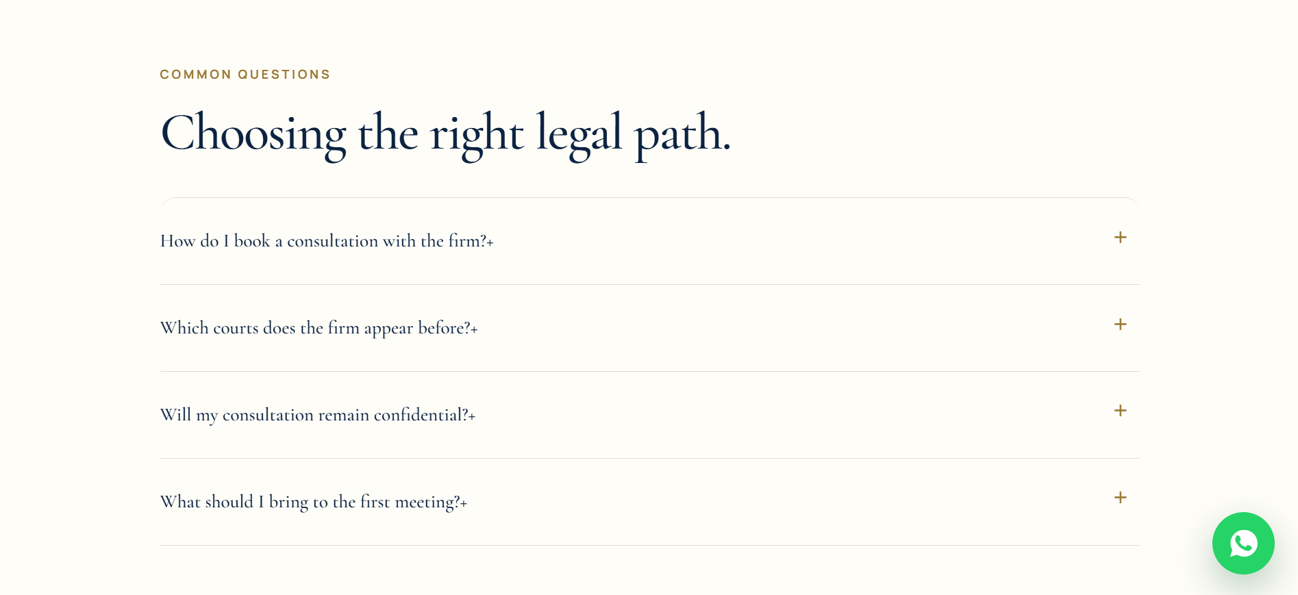 Legal guidance and frequently asked questions section