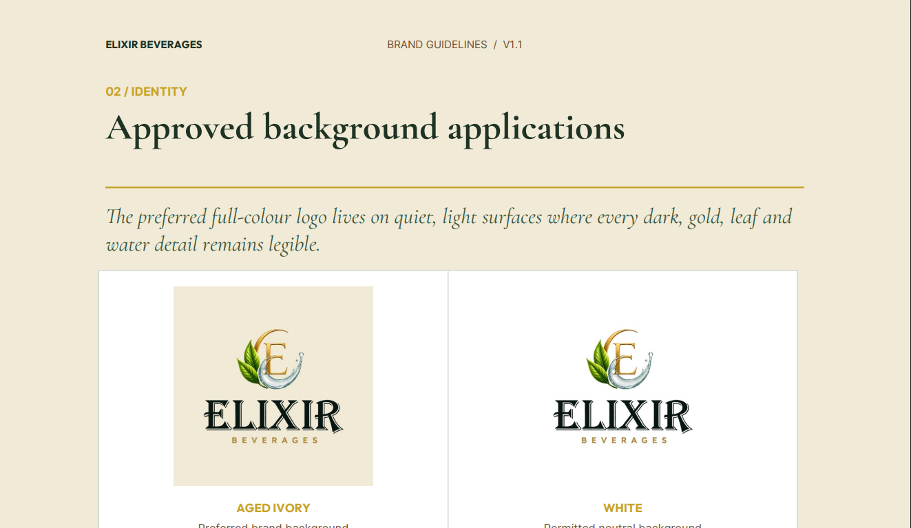 Elixir Beverages logo usage rules