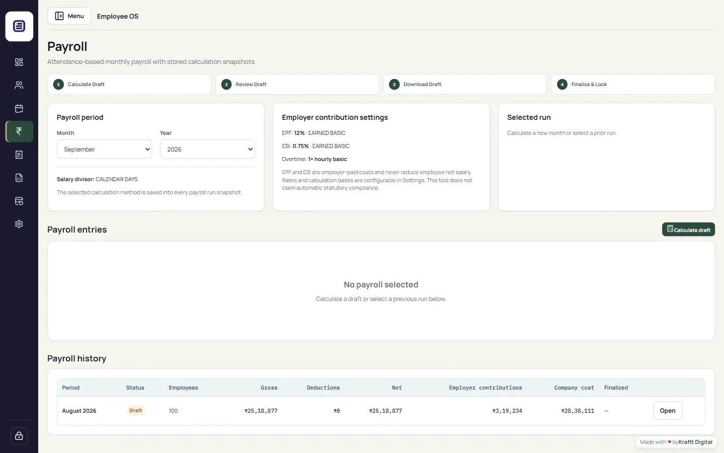 Employee OS payroll review workflow using dummy payroll data