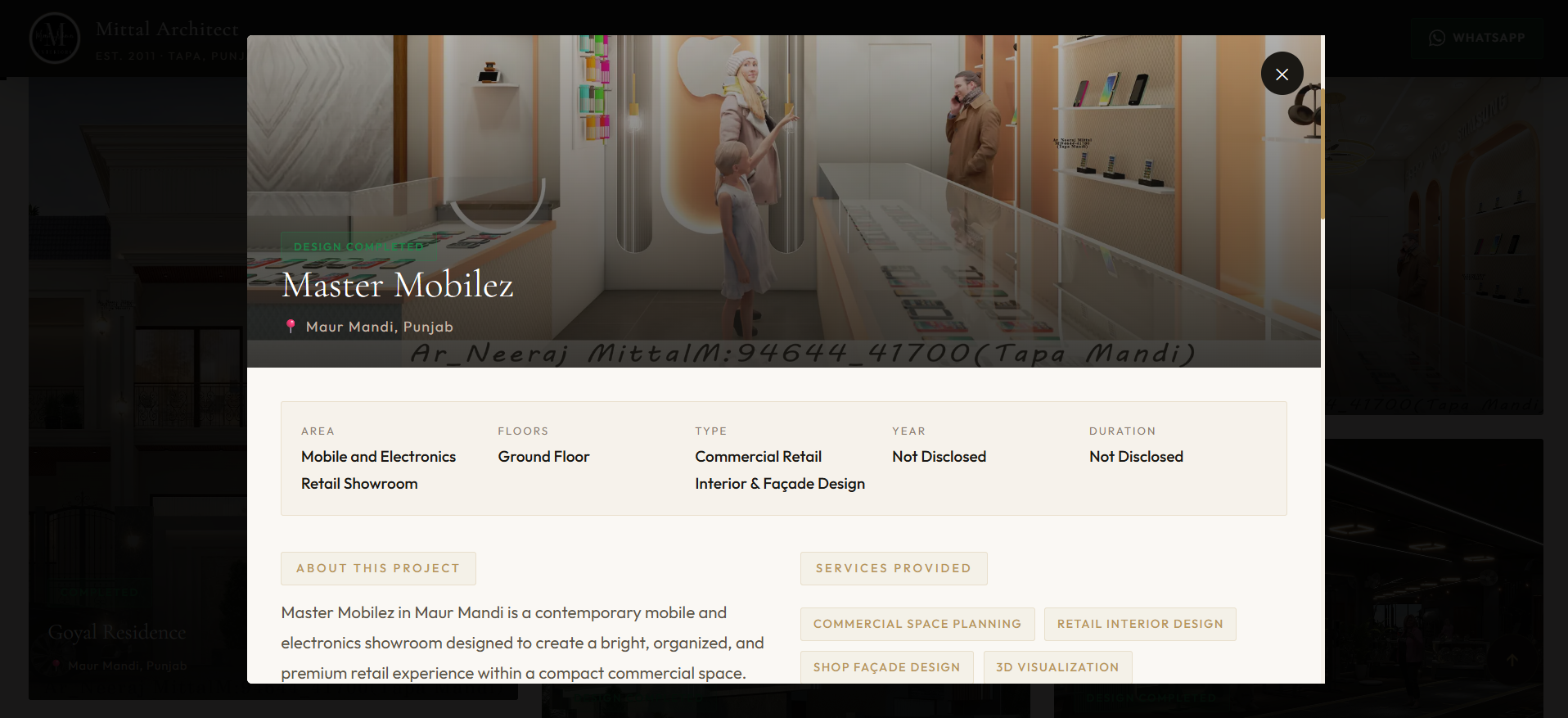 Detailed architecture project page on the Mittal Architect website