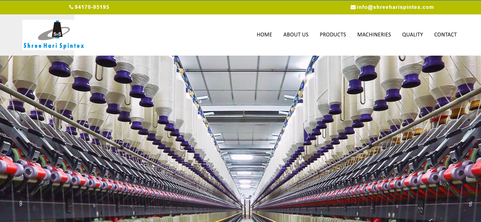 Previous Shree Hari Spintex website before the rebuild