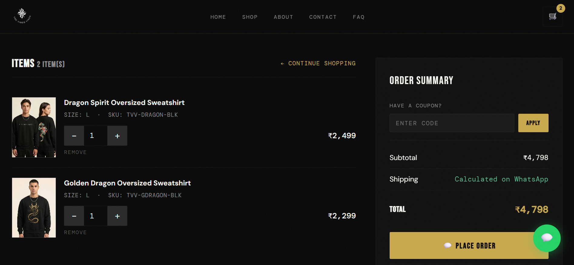 Multi-product cart and checkout summary