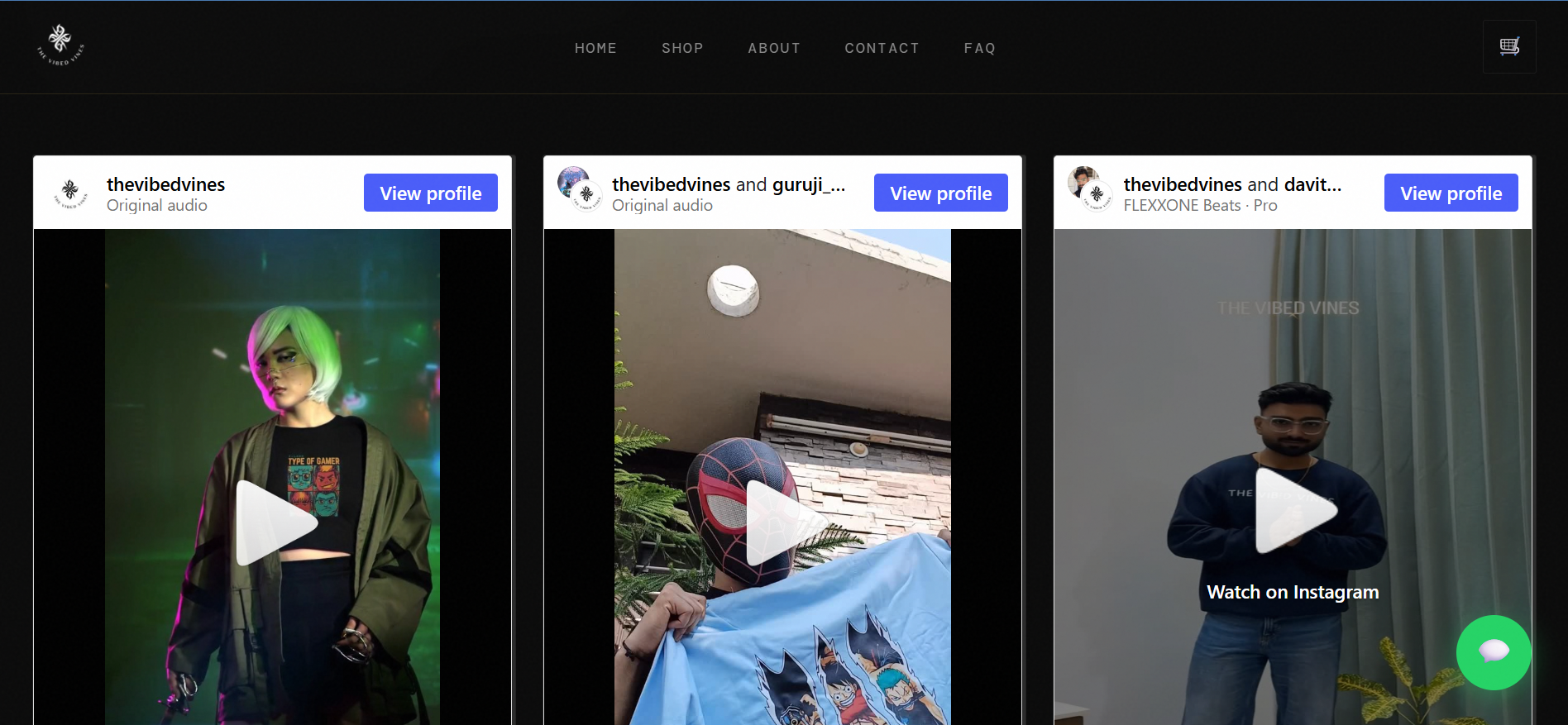 The Vibed Vines brand community section