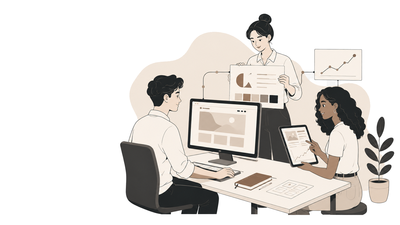Kraftt team planning a connected brand, website and digital growth system